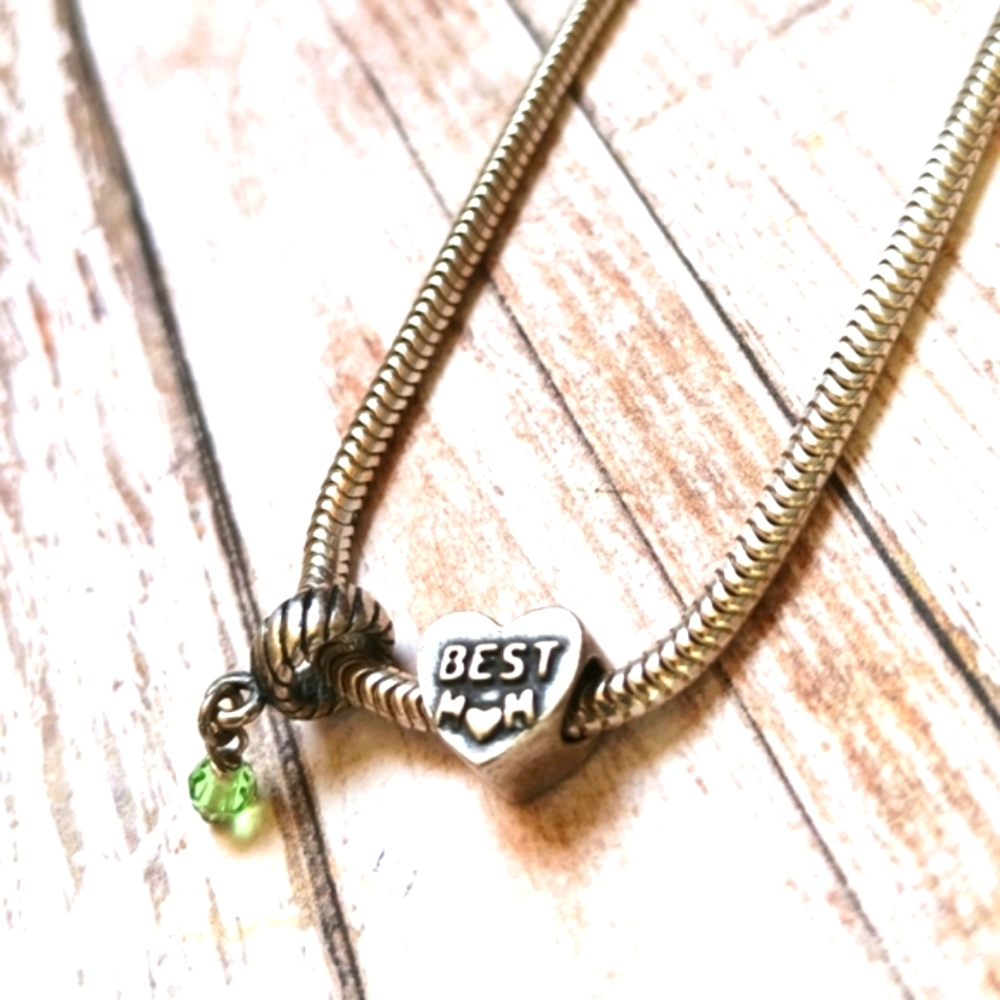 Best Mom & peridot charms mothers day gift silver slide sterling silver
